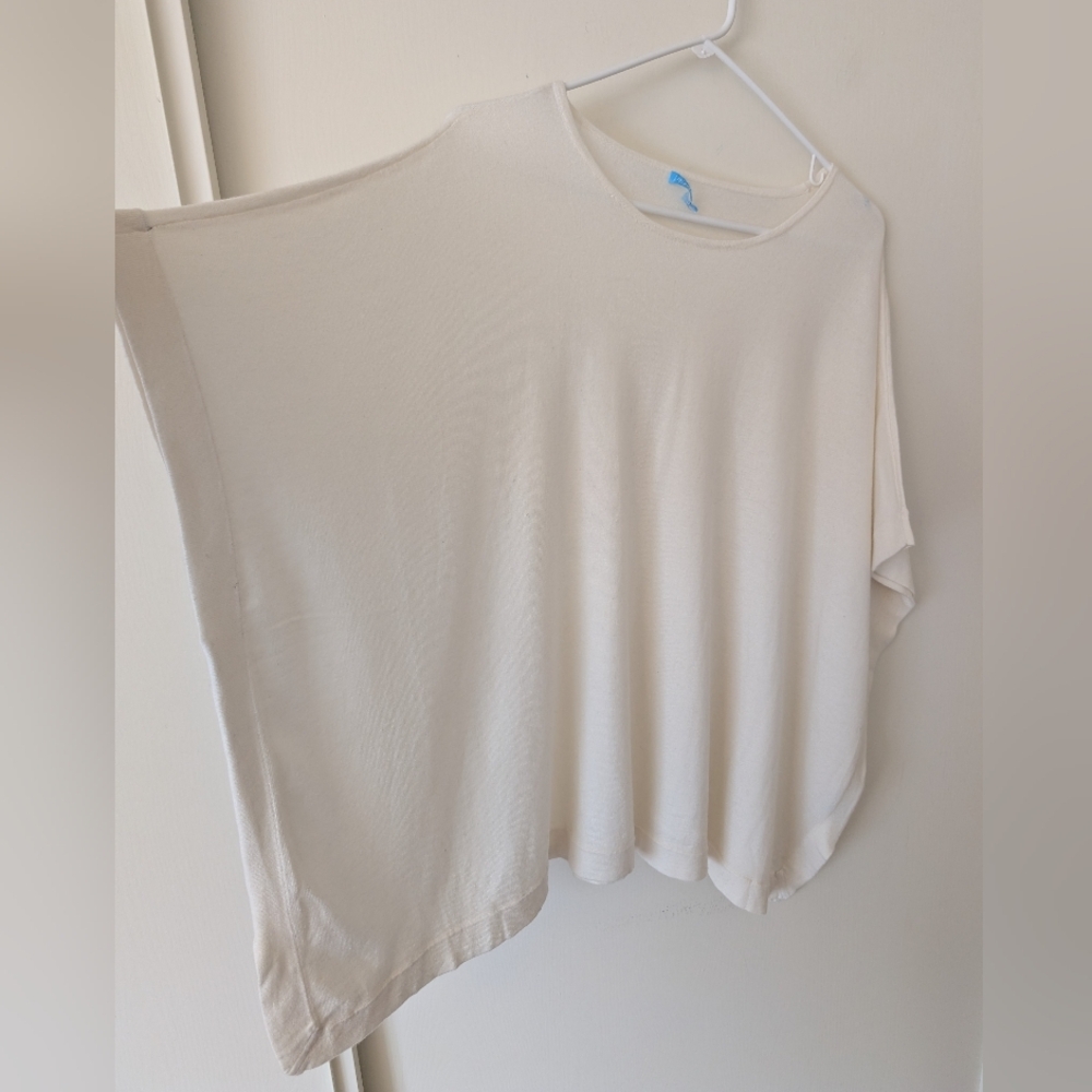 J. McLaughlin Womens OS White Poncho Sweater Coastal Beach Cottagecore Bohemian - Picture 4 of 7